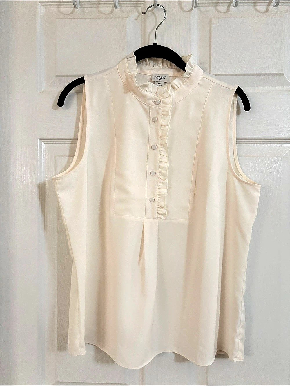 J.Crew Ruffle-Trim Crepe Tank Top White Size 10